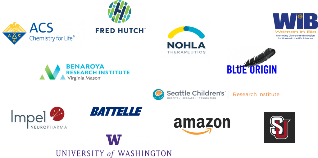 logos of companies that have  supported Seattle AWIS.
